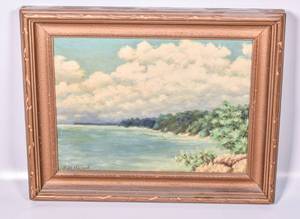 lot 34 image: Signed Painting of Lake Huron