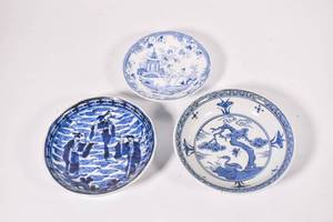 lot 349 image: Three Ceramic Blue and White Plates