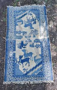 lot 335 image: Blue and White Deer Rug