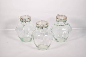 lot 351 image: Three Round Glass Canisters