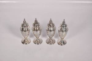 lot 52 image: Set of Four Weighted Sterling Silver Salt and Pepper Shakers