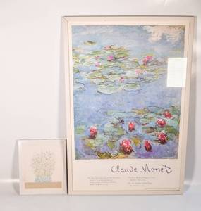 lot 387 image: Framed Monet Poster and Framed Watercolor Painting