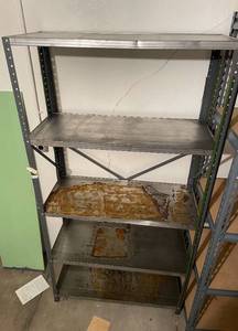 lot 421 image: Three Gray Metal Shelves