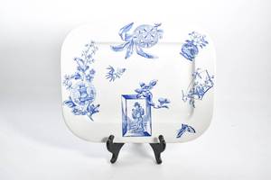 lot 152 image: Antique Blue and White Chinoiserie Platter by Edge, Malkin & Co.