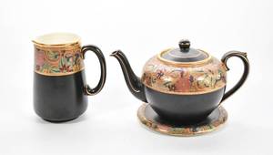 lot 39 image: Black and Gold Ceramic Tea Set by Gibsons