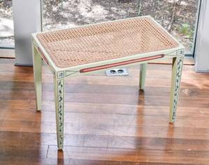 lot 70 image: Green Caned-Top Side Table