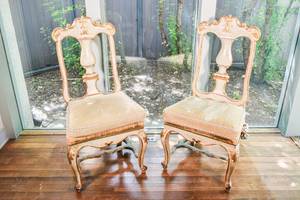 lot 13 image: Pair of Gilt Wooden Side Chairs