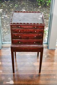 lot 7 image: Asian Wooden Chest of Drawers in Red