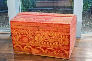 lot 105 image: Red Wooden Chest