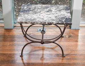 lot 18 image: Stone Top Side Table