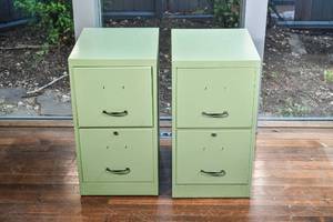 lot 96 image: Two Green Metal Two-Drawer File Cabinets