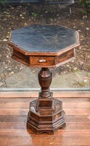 lot 61 image: Octagonal Carved Wood Pedestal Table from Italy