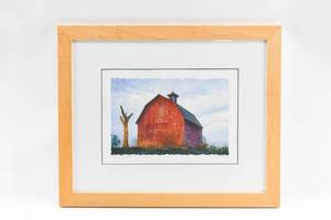 lot 99 image: Signed Red Barn and Dead Tree Serigraph by Larry Stark