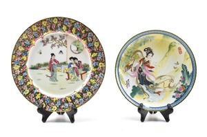lot 157 image: Two Taiwanese Plates Including a Pao-chai Plate by Zhao Huimin