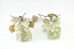 lot 159 image: Pair of Hardstone Grape Sculptures