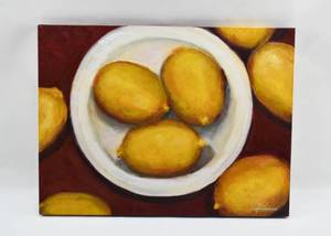 lot 235 image: Signed Lemons Painting by Lisa Hartmann