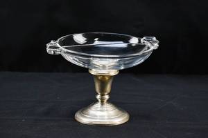 lot 185 image: Weighted Sterling Silver and Glass Divided Dish by Frank M. Whiting and Co.