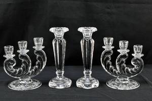 lot 186 image: Two Pairs of Vintage Glass Candlestick Holders