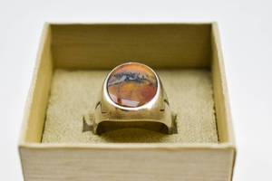 lot 189 image: Antique Montana Gem Blue Tigers Eye Mens Ring
