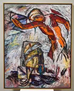lot 23 image: Signed Pilot Mountain Painting by Lance Kiland