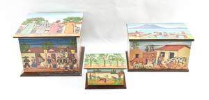 lot 25 image: Three Hand-Painted Guatemalan Boxes by Filiberto Simon