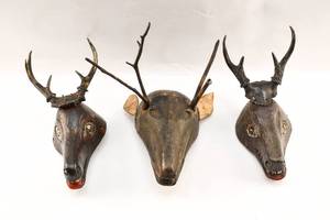 lot 31 image: Three Mexican Folk Art Deer Masks