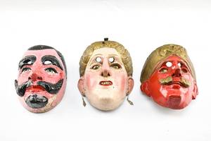 lot 33 image: Three Mexican Folk Art Face Masks