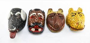 lot 35 image: Four Mexican Folk Art Animal Masks
