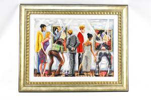 lot 17 image: Signed Spectators at the Tarkay Exhibit Giclee Print by Marcus Glenn