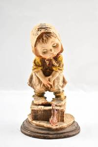 lot 294 image: Girl Afraid of Mouse Sculpture by Giuseppe Armani