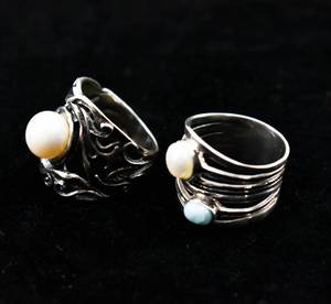 lot 209 image: Pair of Silver Rings with Pearls