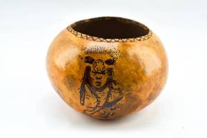 lot 110 image: Painted Gourd Bowl by Gene Walbridge