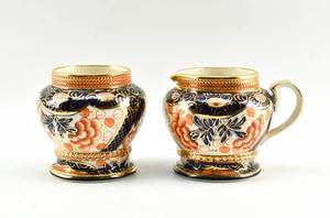 lot 133 image: Antique Sugar Bowl and Creamer Jug by W. Wood & Co.