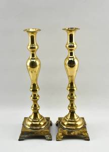 lot 167 image: Pair of Brass Candlestick Holders