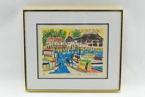 lot 47 image: Signed Wharf Lithograph by Susan Pear Meisel
