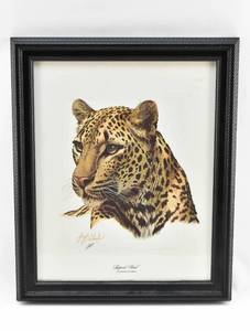 lot 53 image: Signed Leopard Head Print by Guy Coheleach