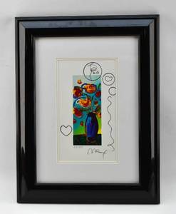lot 65 image: Signed Vase of Flowers Serigraph by Peter Max