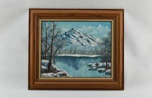 lot 72 image: Signed Winter Landscape Painting by Dan Peterson