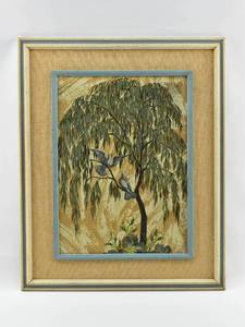 lot 73 image: Original Painting of Birds and Willow Tree