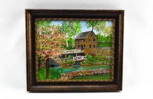 lot 76 image: Signed Forest Cottage Painting
