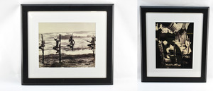 lot 220 image: Two Framed Photographs - Basket Weaver and Fishermen
