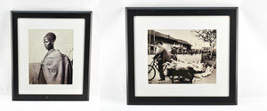 lot 227 image: Two Framed Photographs - Portrait and Bicyclist