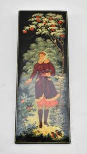 lot 260 image: Lacquered Fairy Tale Plaque from Russia