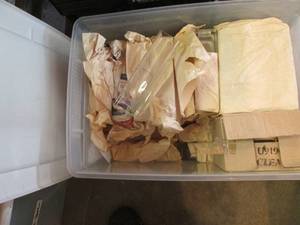 lot 125 image: Covered storage tote loaded with ta...