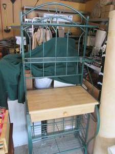 lot 169 image: Hammered metal and wood Bakers shel...