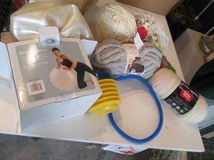 lot 192 image: Exercise body ball, hand pump and s...