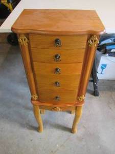 lot 208 image: 3ft wood jewelry Armoire chest with...