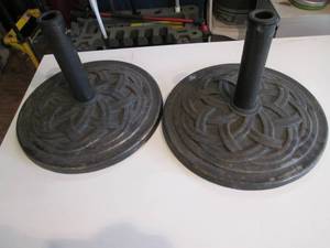 lot 210 image: pair of (2) heavy outdoor umbrella ...