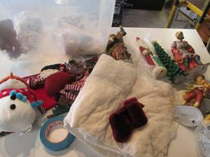 lot 222 image: Storage tote of Christmas decor inc...