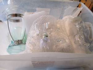 lot 225 image: Assortment of glass vases, candle h...